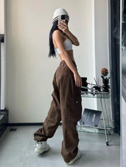 Vintage Cargo Pants Women Gyaru Brown Fashion Baggy Baddies Streetwear Hippie Trousers Casual 90s Aesthetic